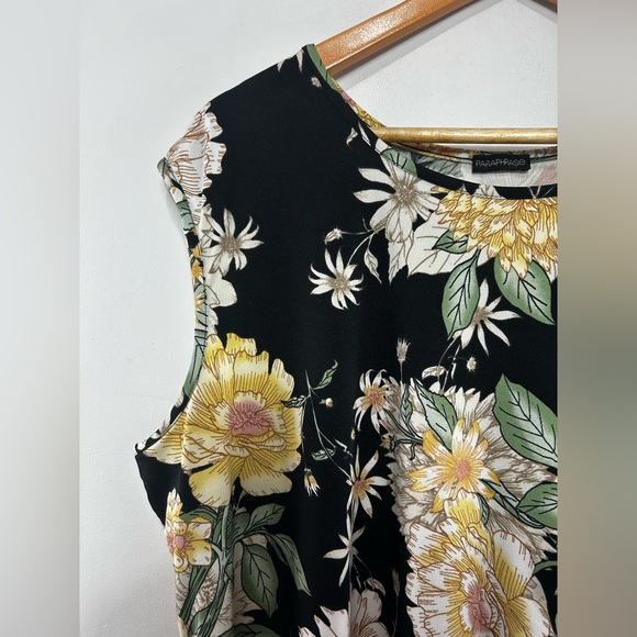 Paraphrase Floral Side Gathered Sleeveless Blouse 2X - Picture 2 of 6